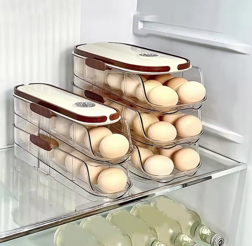 Transparent Automatic Rolling Egg Container, Refrigerator Egg Storage Box, Refrigerator Egg Shelf Transparent Automatic Rolling Egg Container, Refrigerator Egg Storage Box, Refrigerator Egg Shelf